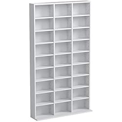 tectake Étagère Rangement CD/DVD Meuble de Rangement pour 1080 CDs - H/l/P : env. 180/102/23,5 cm - diverses Couleurs au Choix - (Blanc | no. 401703)