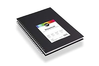 perfect ideaz carnet de croquis de 96 pages (48 feuilles) DIN A4, carnet de dessin professionnel, livre à spirales avec papier vierge blanc,200 g, carnet de croquis et livre noir vierges pour dessiner
