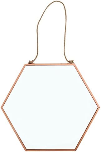 IGD Copper Mirror Hexagonal with Rustic Hanging Rope Small NEW ON TREND