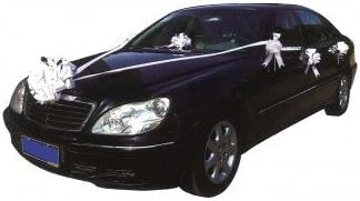 Ribbon Wedding Car Decoration Kit Wrapping Large Bow (6 Bows, 1 big Bow and 11 yards Tulle) - Colour Ivory
