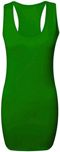 Ladies Plain Long Bodycon Racer Back Muscle Vest Womens Sleeveless Maxi Gym Top (12 / 14, Jade Green)