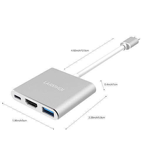 USB 3 0 Typ C zu HDMI Adapter  LARMHOI 3 in 1 Digitaler Multiport Adapter Typ C USB-C 4K HDMI Konverter mit USB C Schneller Ladeanschluss f  r Samsung