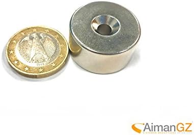 1 pieces of Iman N52 Neodymium Countersunk Ring – 25 mm Diameter x 12.7 mm Thickness – Atraccion Force 28 kg – 6000 Gauss