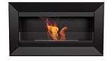 Biochimenea Charlie con cristal protector 88 cm x 51 cm negro mate. Chimenea de bioetanol, formas modernas, llena de elegancia y calidez.