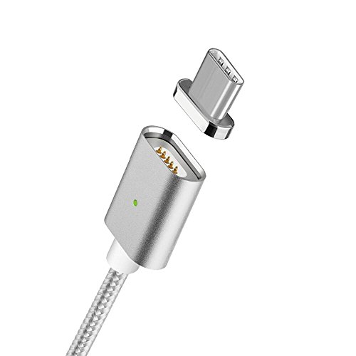 NetDot 1.5M 3. Generation Nylon geflochtene USB-C 2.0 Magnetische Lade-
und Datensynchronisationskabel fÃ¼r USB-C Smartphone und Tablet (1.5M
Typ-C / Silber)