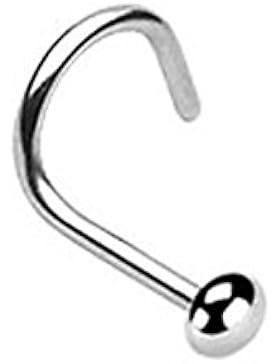 Paula & Fritz® Nasenpiercing aus Edelstahl Chirurgenstahl 316L Klammer mit flachem Ball Stabstärke 08mm und 1mm...