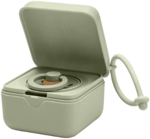 BIBS Pacifier Box with Strap. Soother Holder and Steriliser case. 100% BPA Free Food-Grade Material. Made in Denmark. Sage