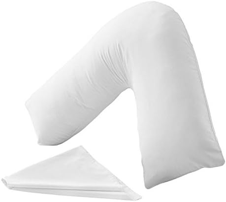 GB Textiles V Shaped Pillow With White V Pillowcase Cover Orthopedic Nursing Pregnancy Back Support Pillow