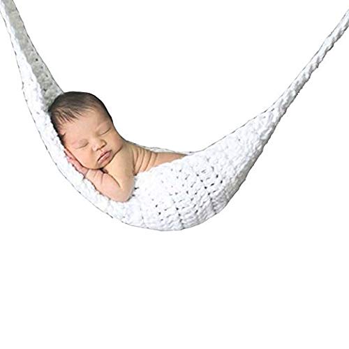 Abenily Small and Practical Life Items Newborn Baby Crochet Hammock Baby Infant Bed Sleeping Bag (White)