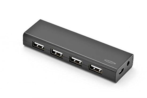 ednet USB 2.0 HUB, 4-port, Datenrate bis zu 480MBps, 5V/3.5A Netzteil, schwarz