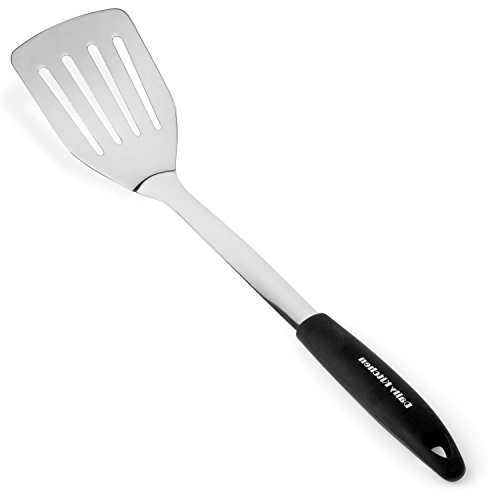 Premium Pfannenwender aus Edelstahl und Silikon – Grill Küchen Wender Spachtel in schwartz - 4