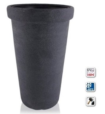 2er Set XXL Flower Tower Anthrazit – 2 Pflanztöpfe mit 74 cm Höhe, 48 cm Durchmesser und 58 Liter Volumen für Innen- und Außenbereiche, inkl. halbhohem Einsätzen für sauberes Bepflanzen und einfaches Umtopfen - 2