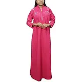 Indiatrendzs Women Warm Nighty Woolen Solid Pink Long Nightdress XXL