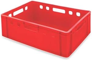 aidB Fleischerkasten E2 rot 600 x 400 x 200 mm, Lebensmittelecht mit geschlossenem Boden und Seiten