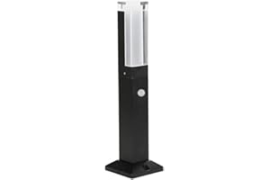 WRMING LED Farolas de Exterior Jardín con Sensor de Movimiento, Modernas Aluminio Lámpara de Jardín, IP65 Impermeable Lámpara de Poste para Patios Caminos, 3000K Blanco Cálido, Negro,40cm