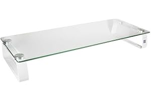 LogiLink BP0027 TV-stativ tillbehör monitor höjare/bord gjord av glas (tjocklek: 5 mm) maximal belastning 20 kg