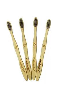 Visidanta Essentiz Bamboo Toothbrush with Soft Charcoal Infused Bristles - Eco-friendly, Anti Microbial and Biodegradable (Pack of 4)(For Adults)