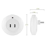 AMMBER Smart LED-Nachtlicht mit Zur Dämmerung Abenddämmerung Licht sensor und Wandplatte Ladegerät Dual USB, 5V 2A Ausgang für Schnellladung Sensor-LED-Lampe-Funktion in der Dunkelheit für Flur, Bad, Schlafzimmer, Wohnzimmer, Küche (White) - 6