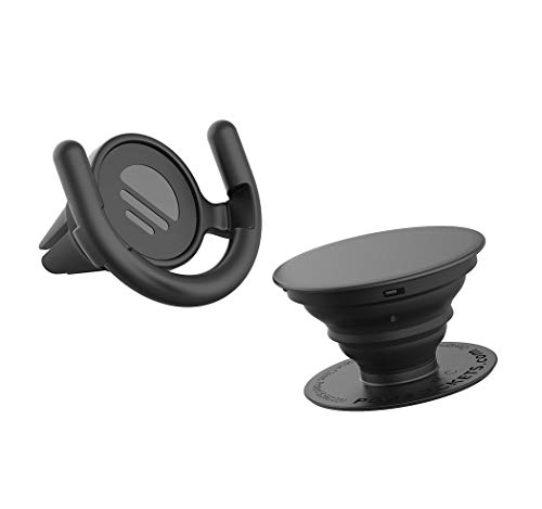 PopSockets - Hände-frei Auto-Lüftungshalterung für Smartphones and Tablets, Combo Pack [PopGrip Enthalten] - Black
