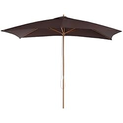Outsunny Parasol Droit rectangulaire Bois Polyester Haute densité 3 x 2 x 2,45 m Chocolat