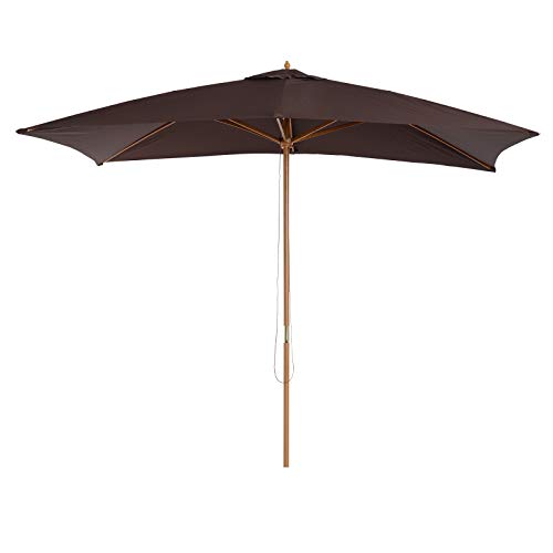 Outsunny Parasol Droit rectangulaire Bois Polyester Haute densité 3 x 2 x 2,45 m Chocolat