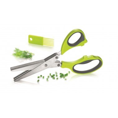 Generique P22559 Kräuterschere mit 5 Klingen, grüner Griff, 21 x 8,5 x 1,8 cm