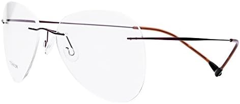 Tianou Rimless frame Titanium alloy material light eyeglasses frame (Brown)