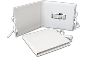 ELEGANTDISK Custodia USB per matrimonio, in ecopelle, colore bianco.