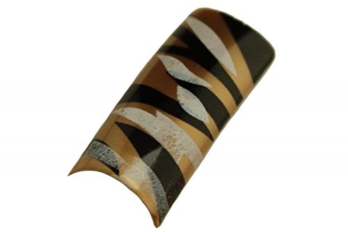 Effect Beauty 50pcs Gold, White & Black Animal Stripes Pre-Designed Nail Tips - Tip Sizes 1-10