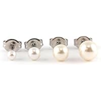 Hypoallergene Ohrstecker Perle, 1 Paar, Antiallergisch, Chirurgenstahl. Allergiker Schmuck! Wählen Sie die Größe!