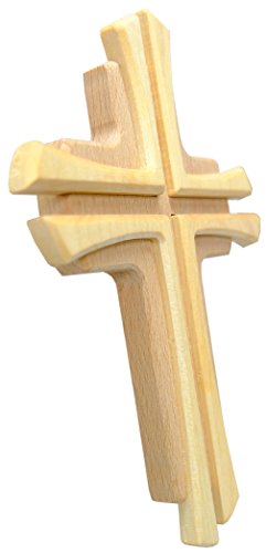 Kaltner Präsente Geschenkidee – Wandkreuz Echtes Holz Buche Kreuz Kruzifix für die Wand 22 cm modern - 2