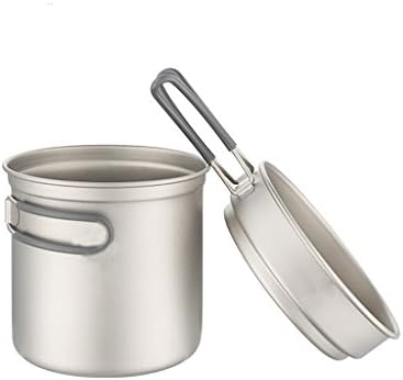 Rollsnownow Pure titanium material, 400ml small pot +1.2 liter pot Outdoor camping portable cooking utensils 2-3 people with pots lunch boxes