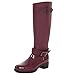 Produktbild Xianshu Damen Schnalle Gürtel Stiefel Gummistiefel Reißverschluss Reitstiefel (Wine-40 EU)