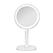KEDSUM 18.6cm Rechargeable 5X Magnification Round Swivel Table Top Illuminated Makeup Mirror -Ajustable and Dual Sided Mirror with Soft LED Light for Bathroom, Vanity,Cosmetics,White
