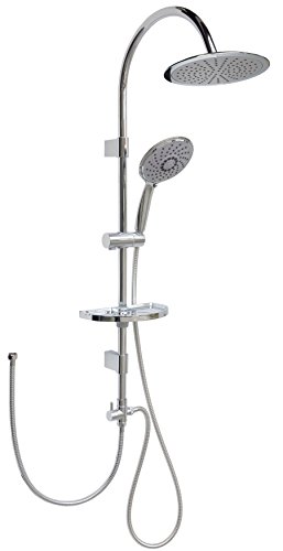 Duschset Brauseset Duschgarnitur Brausegarnitur Duscharmatur Duschstange 100cm Regendusche Duschsystem Überkopfbrause Brausestange Handbrause variable Halter 40cm-75cm für vorhandene Bohrlöcher MPR10 - 5