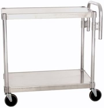 PVIFS NUC2036 Utility Cart with 2 Adjustable Solid Shelves and Handle, 400 lbs Shelf Capacity, 36" Length x 20 Width x 36" Height