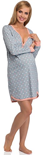 Cornette Maternity Nightdress 654/21 (Grey/Dots, M)