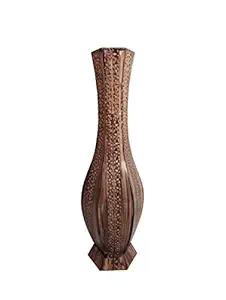 Spanglers Wooden Floor Flower Vase with Beautiful Cutting Surai Design 24 Inch