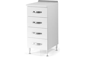 Linea Azzurra Base 40 Cassettiera Cucina Componibile Mobile con 4 Cassetti in Legno Made in Italy H85xL40xP50 cm Elegante Funzionale Facile da Montare (Bianco Frassinato)