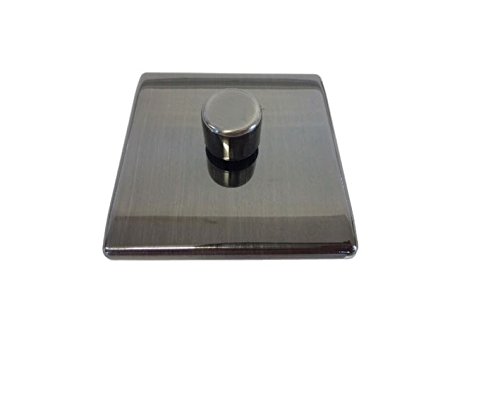 Single Pewter 400W Dimmer Light Switch Home 1 Gang 2 Way Raised Screwless