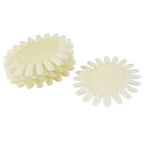 Ladies White Plastic Round Shape Artificial Beauty Nail Tips 10 Pcs