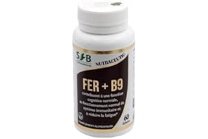 SFB Laboratoires - Fer Bisglycinate B9 + VItamine E – 14mg/Gélule - Haute Absorption - Réduit la fatigue, Boost Immunité, Mémoire, Concentration - 1 Dose 100% Des Besoins Quotidiens - 60 gélules