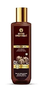 Khadi Organique Premium Castor Oil Cold Pressed Extra Virgin For Strong Hair And Skin Care Nutrient Fighting Thicken Eye Split Ends 200 ml