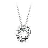 ✿Son 3 anillos separados que se mueven por separado.Tres círculos huecos y ligeros elaborados en plata de ley 925 pulida, se entrelazan entre sí y cuelgan de una cadena de cable clásica asegurada con un cierre de aro elástico.La naturaleza simbólica y el estilo refinado de este colgante lo convierten en un regalo perfecto para las mujeres, como tu madre, esposa, hija, hermana, sobrina, novia, damas de honor, mejores amigos o la persona que amas.