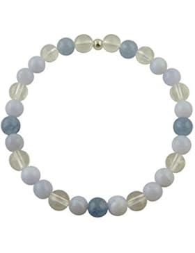 Sunsara Traumsteinshop Edelstein Sternzeichen Armband - Zwillinge - mit 925er Silber Perle, Heilsteinarmband,...