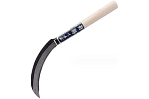 FINPAN 6,3" Sägezahngras Japanischer Unkraut Sichel Edelstahl Halbmondförmige Erntesichel Sichel 160mm No.2211 (Klinge aus Manganstahl)