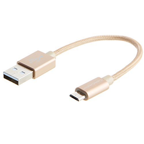 CableCreation Short USB 2.0 - Micro-USB-zu-USB-Kabel - High-Speed-A Stecker an Micro-B Dreifachisolierung Kabel 0.15M Gold-Baumwolljacke