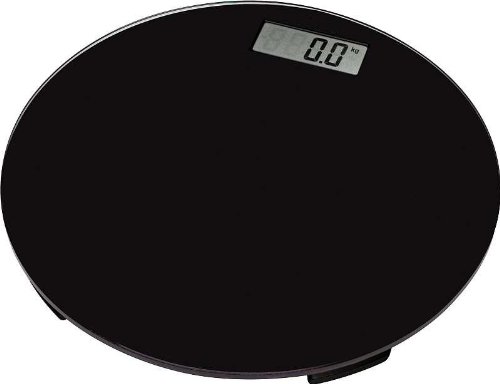 Glas Personenwaage Bis 150 Kg, Waage Rund mit Pflegeleichter Stehfläche, Abschaltautomatik, Grosses LCD Display, Schwarz, NEU + OVP