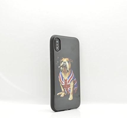 OLIVIASPHONES Cases For iPhone X Black British Bulldog Union Jack Waist Coat Jacket Cigar Smoke Slim Fit Gel Back Case Cover Protector