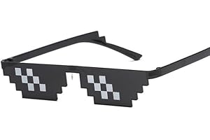 PLAYZOCO Gafas de Sol de Mosaico Pixel, Gafas de sol de píxeles Thug Life, Gafas de sol estilo 8-bit, Gafas de sol de estilo de videojuego retro, Gafas disfraz, Gafas de sol Deal With It